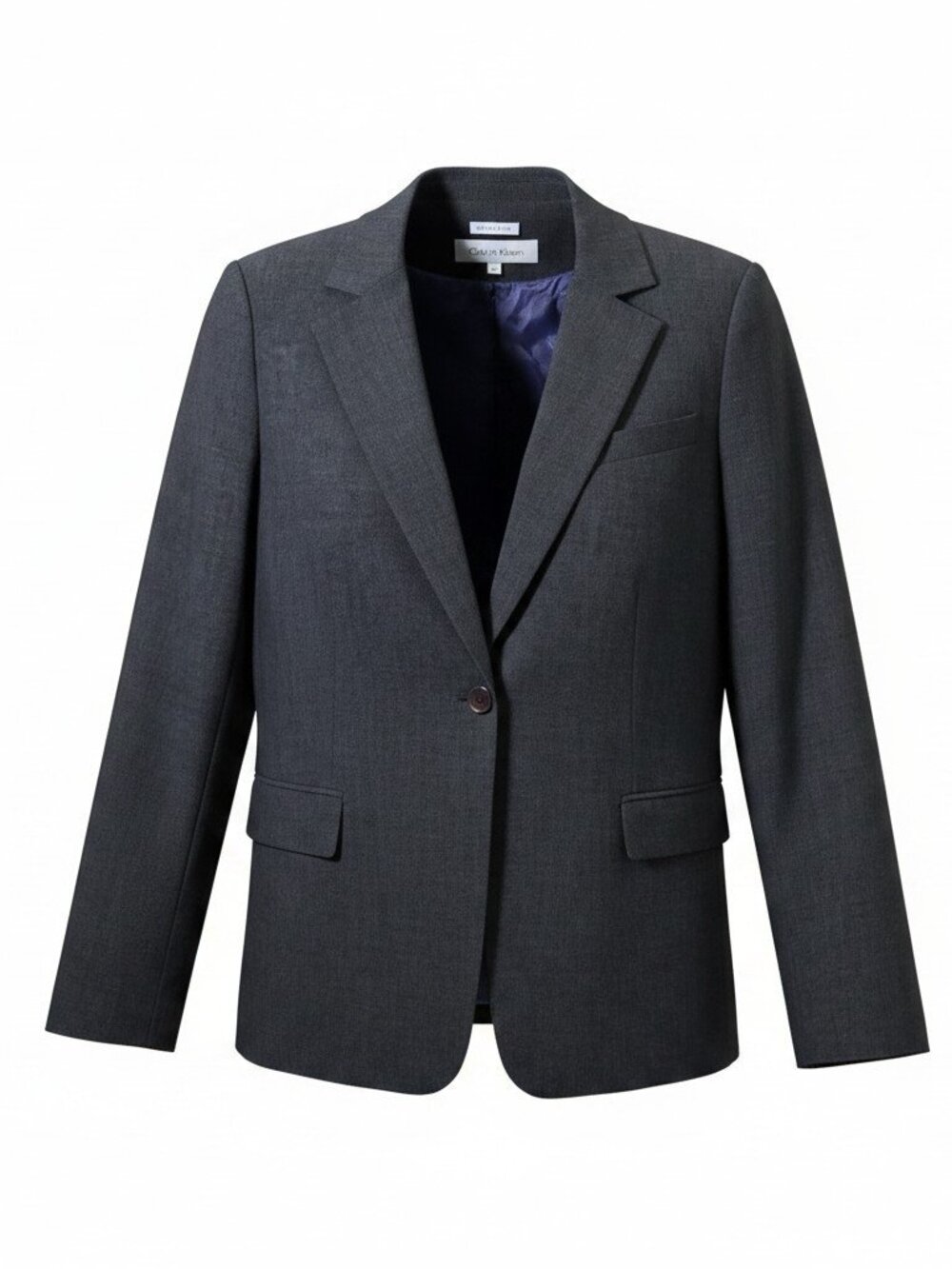 Calvin Klein Gray One Button Blazer Women's Sz 10 Career Office Business Jacket